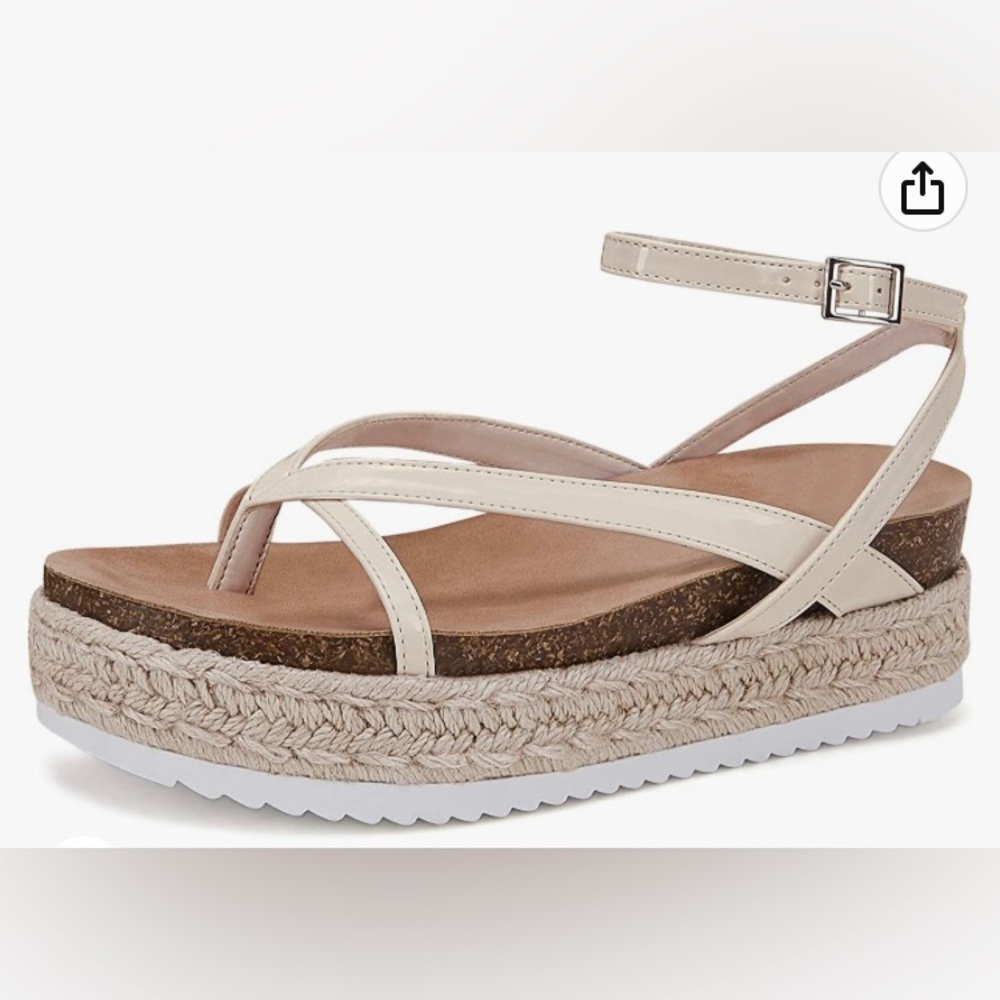 Womens Espadrilles Platform Sandals Cork Wedges Heels Thong Strappy